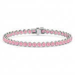 Bezel Set Natural Pink Sapphire Honeycomb Tennis Bracelet WG2