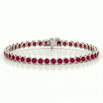 Bezel Set Natural Red Ruby Honeycomb Tennis Bracelet WG2