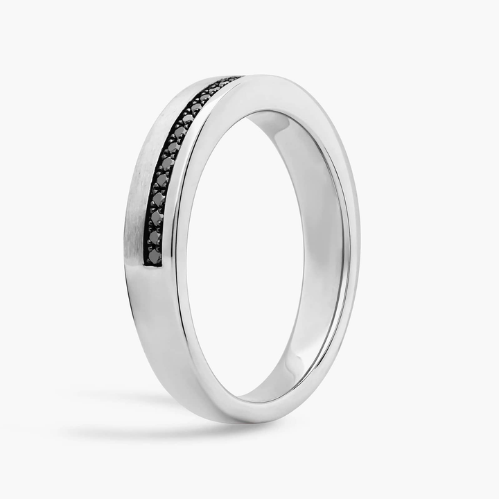 Men's Black Natural Diamond Pavé Edge Wedding Ring WG 2