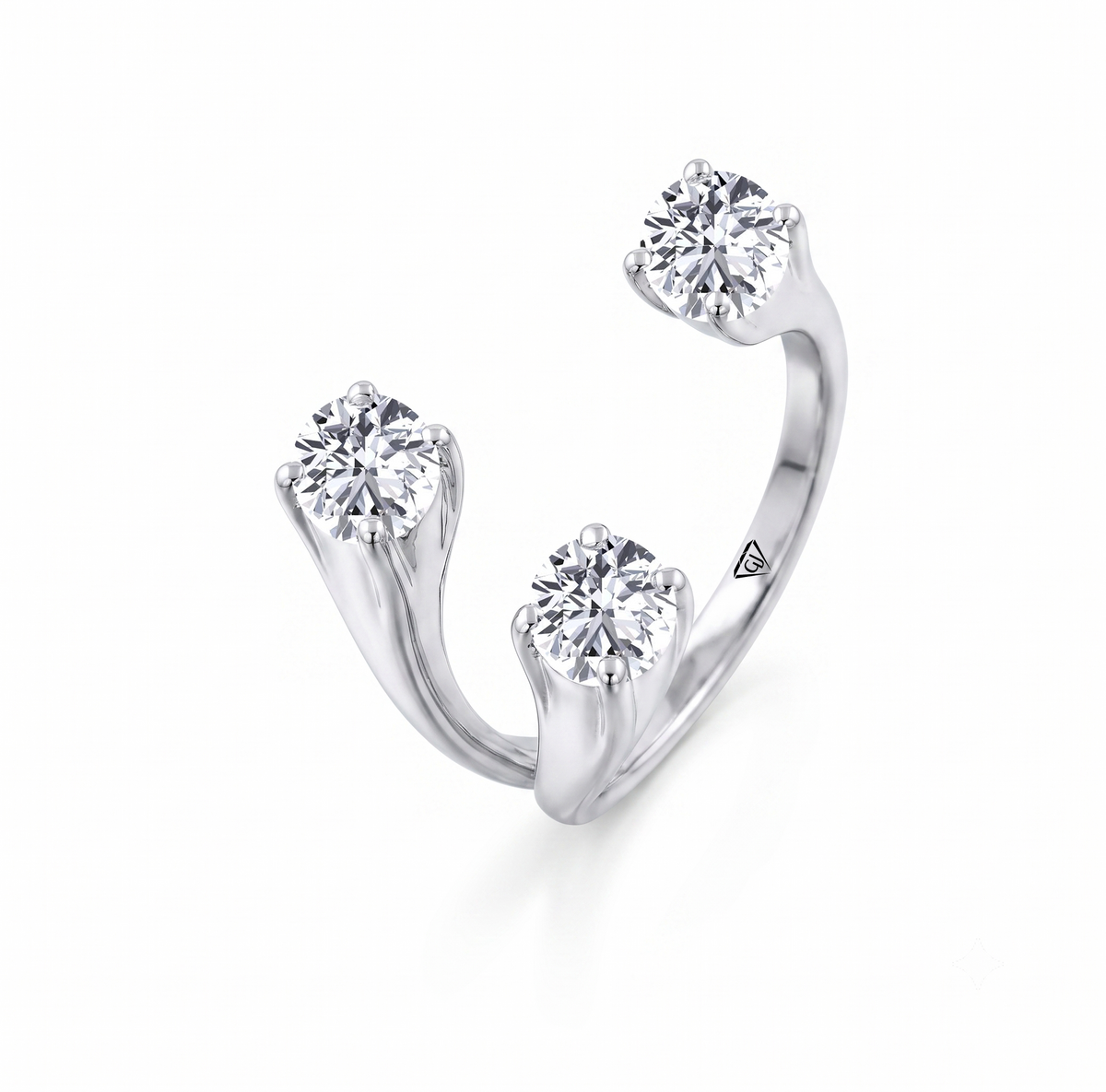 Round Shape Natural Diamond Constellation Trinity Ring WG