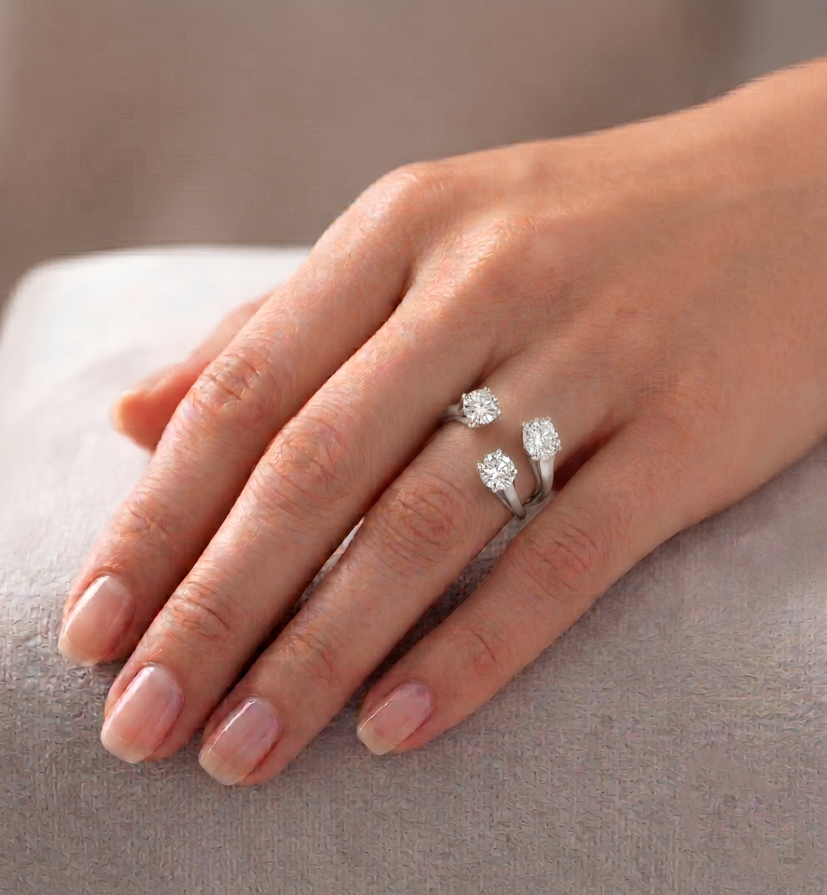 Round Shape Natural Diamond Constellation Trinity Ring WG lifestyle image