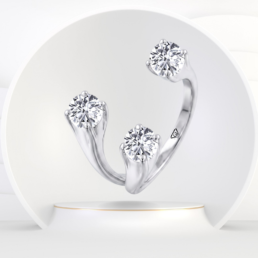 Round Shape Natural Diamond Constellation Trinity Ring