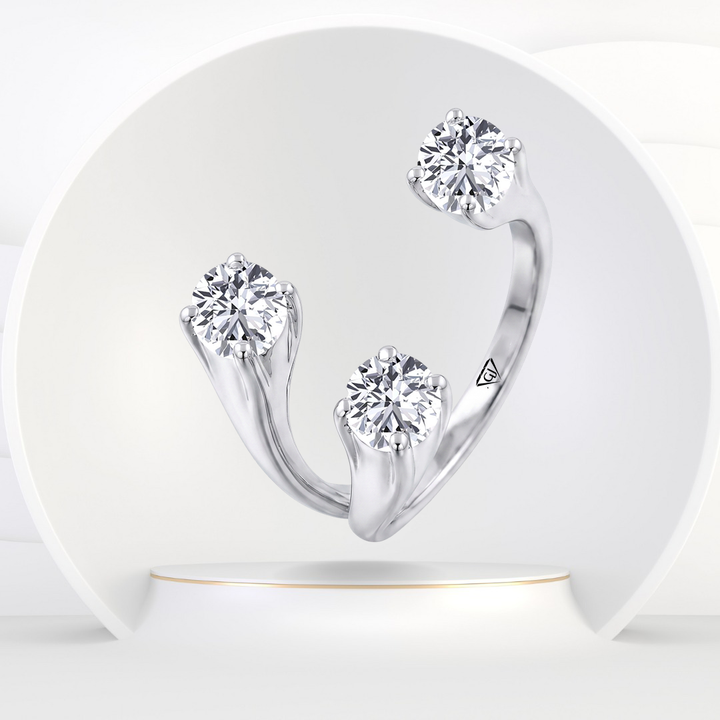 Round Shape Natural Diamond Constellation Trinity Ring