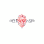WG Pear Shape Pink Diamond Engagement Ring with Tapered Baguettes front view