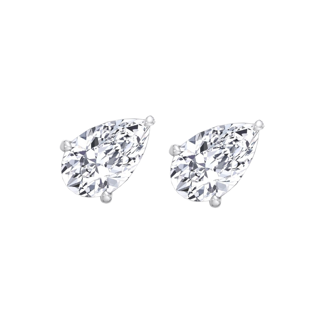 Pear Shaped East West Natural Diamond Studs WG 2