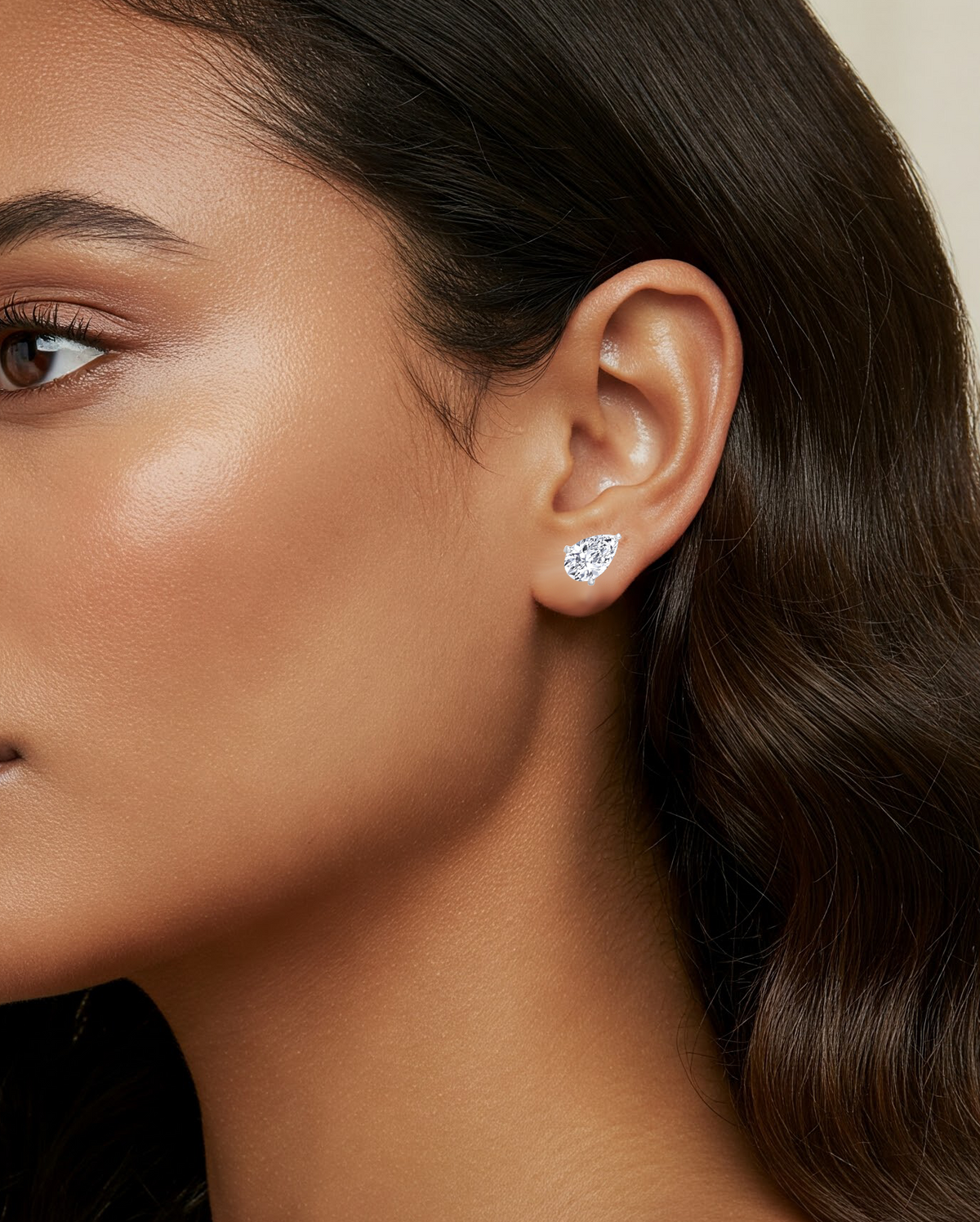Pear Shaped East West Natural Diamond Studs WG lifestyle