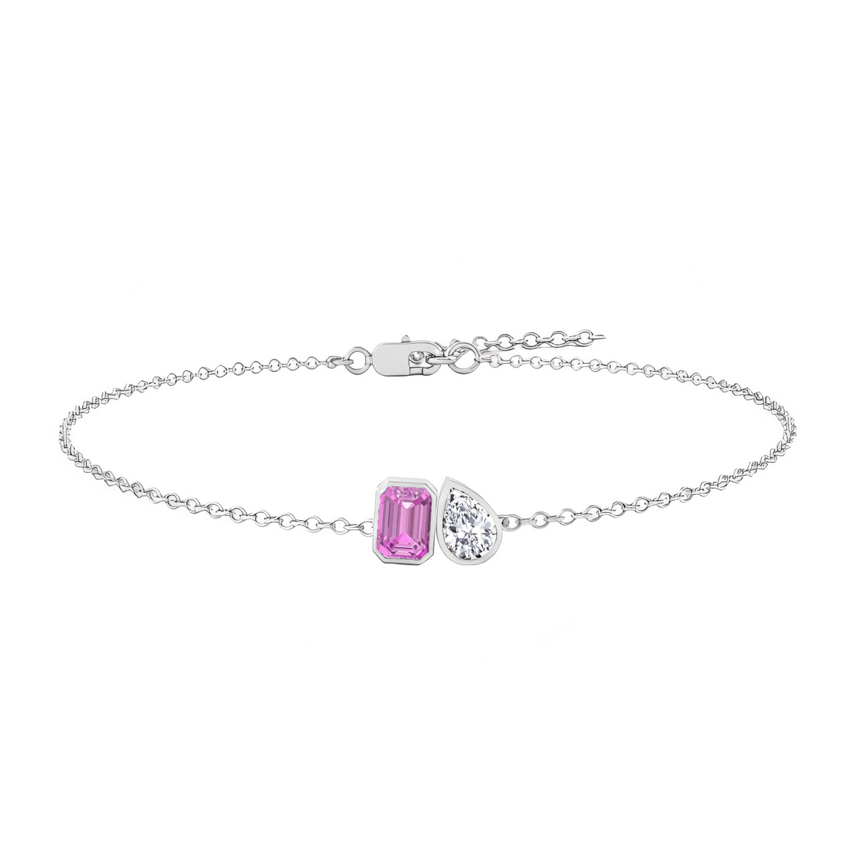 WG Natural Pink Sapphire Emerald & Diamond Pear Shape 2