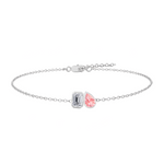 WG Natural Pink Sapphire Pear Shape & Diamond Emerald Shape Bracelet 2
