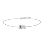 Toi Et Moi Emerald & Pear Shape in 4 Prong  Diamond Bracelet front view 2