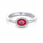 Natural Oval Shape Red Ruby Halo Engagement Ring WG 3