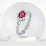 Natural Oval Shape Red Ruby Halo Engagement Ring WG