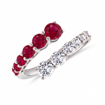 Round Cut Natural Red Ruby and Diamond Wrap Ring WG 2