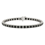 Bezel Set Princess Cut Natural Black Diamond Tennis Bracelet WG