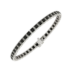 Bezel Set Princess Cut Natural Black Diamond Tennis Bracelet WG2