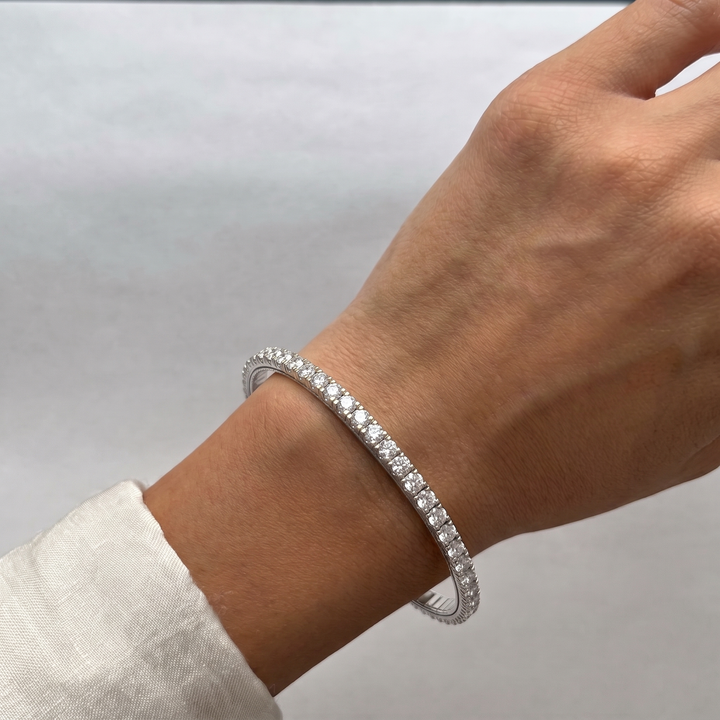 Flexible Natural Diamond Full Bangle in 14K Solid Gold