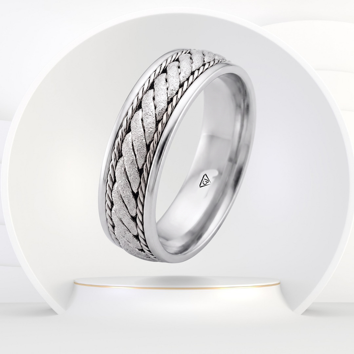 Twisted Rope Men's Solid Gold Band