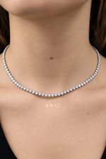 Crown Prong Natural Diamond Tennis Necklace ( Illusion Setting)