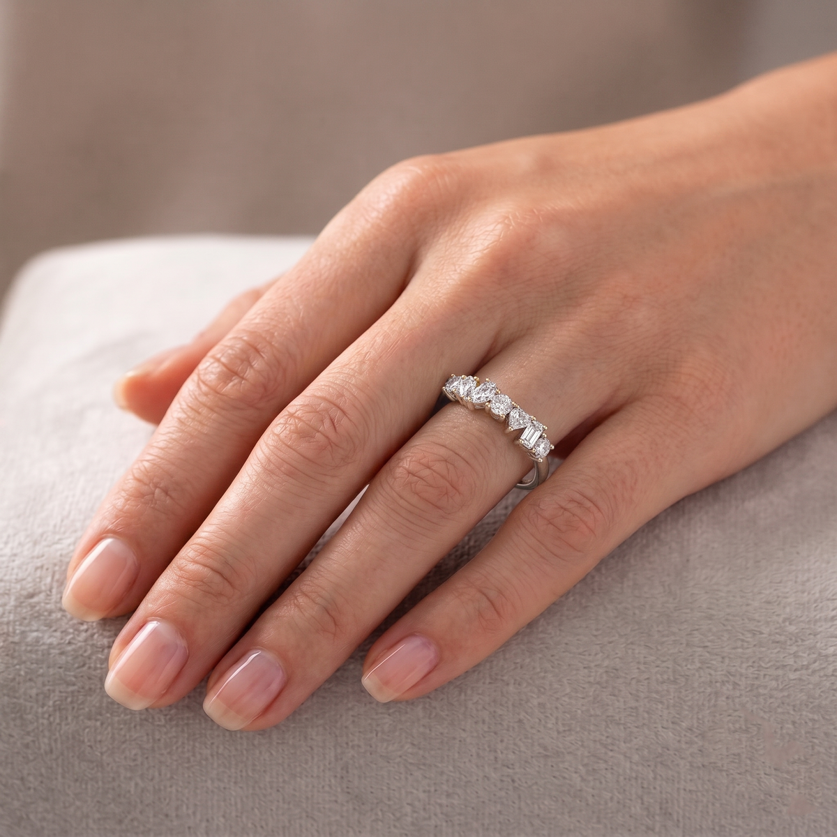 Multi Shape Half Way Natural Diamond Eternity Band