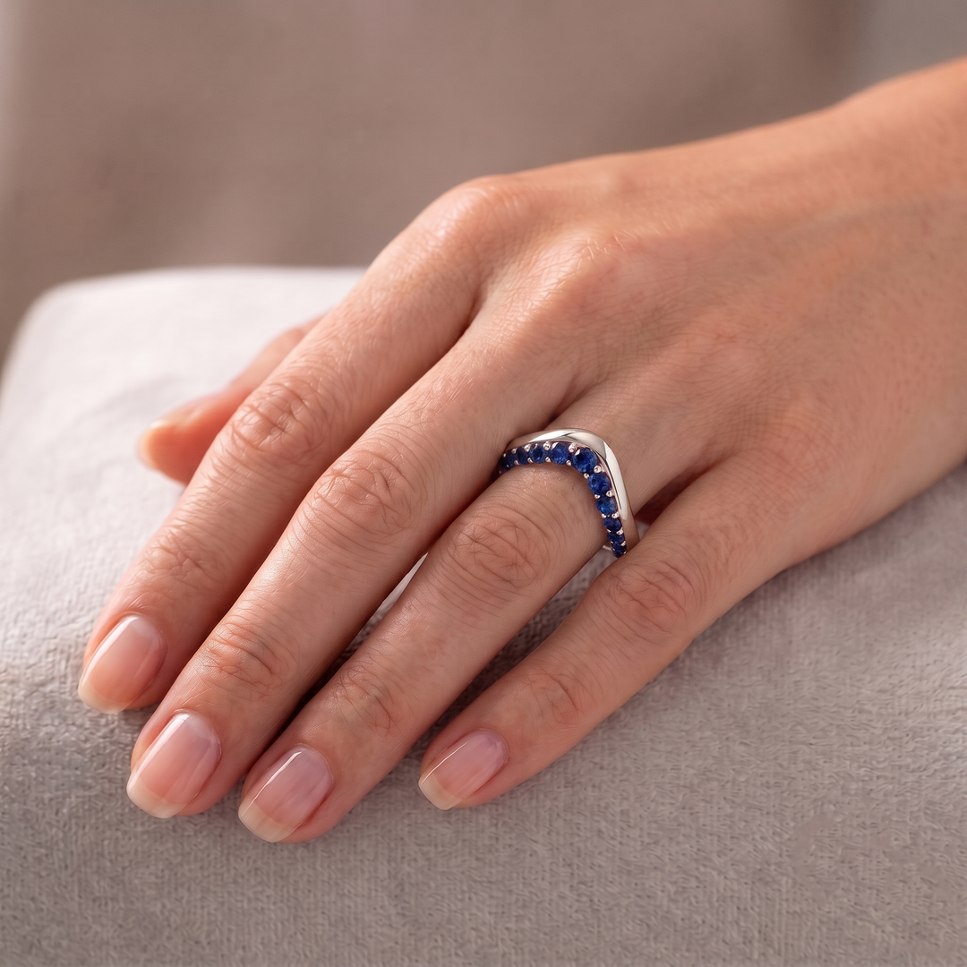 Natural Blue Sapphire Invisible Halo Eternity Band