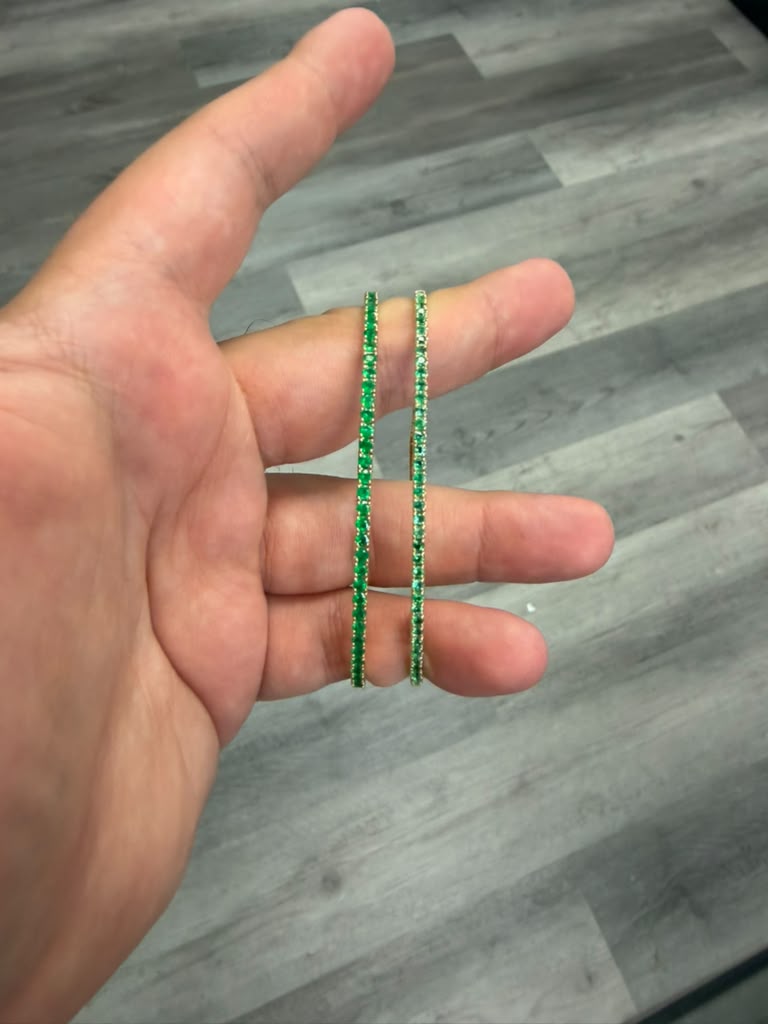 Flexible Natural Green Emerald Bangle 14K lifestyle 3.3