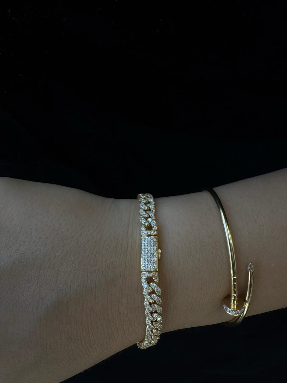 Natural diamond Cuban link bracelet 18K solid gold