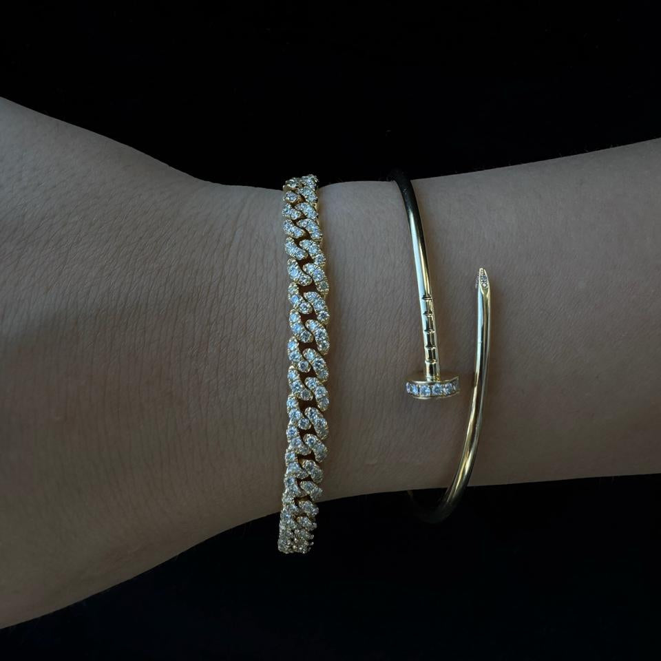 3CT Natural Diamond Cuban Link Bracelet ( 5.5mm )