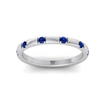Natural Blue Sapphire Promise Band-White Gold- 18K