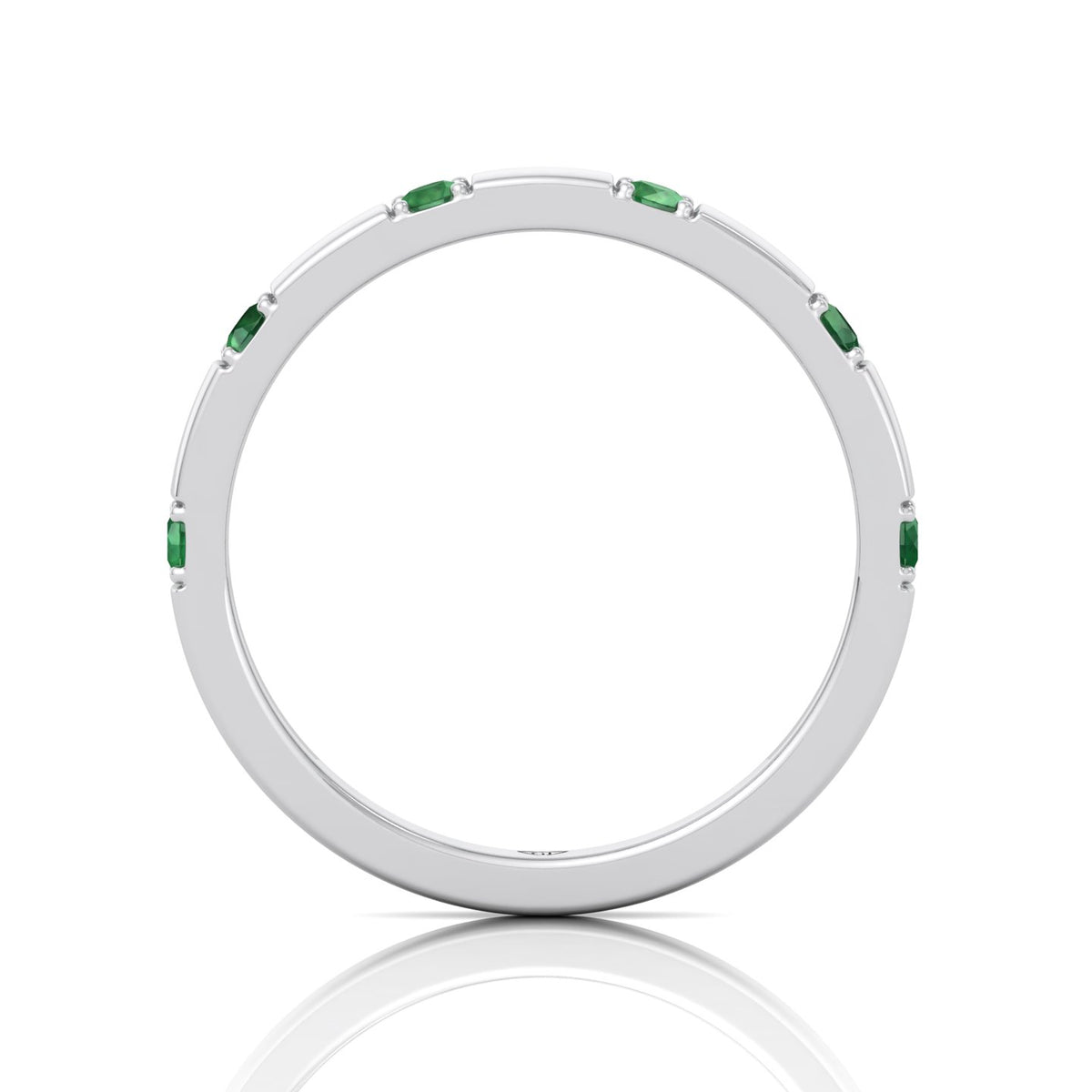 Natural Green Emerald Promise Band-0.65CT-14K-White Gold