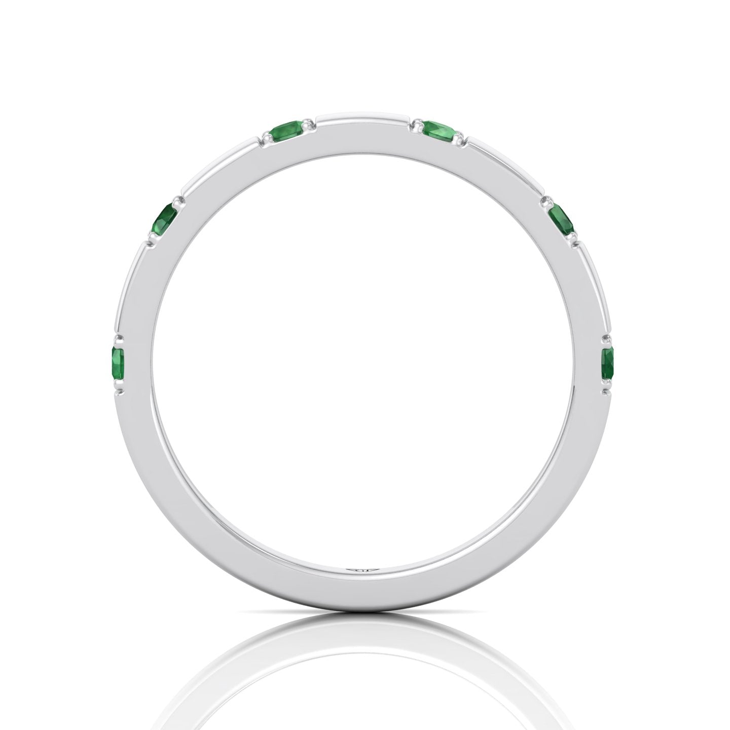 Natural Green Emerald Promise Band-0.65CT-14K-White Gold