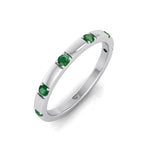 Natural Green Emerald Promise Band-0.65CT-18K-White Gold