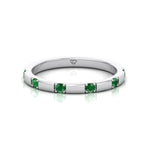 Natural Green Emerald Promise Band-Bar Setting-0.65CT-14K-18K-White Gold