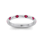 Natural Red Ruby Promise Band-0.65CT-18K-White Gold