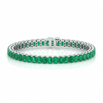 15CT Emerald Cut Natural Green Emerald Tennis Bracelet White Gold 