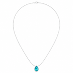 Pear Shape Bezel Set Natural Paraiba Tourmaline Pendant White Gold 14K