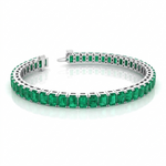 15CT Emerald Cut Natural Green Emerald Tennis Bracelet White Gold 14K