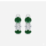White Gold Round Green Emerald Natural Diamond Earrings2