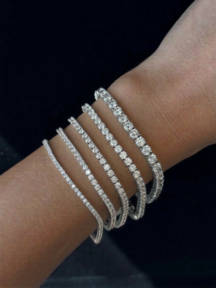 4 Prong Natural Diamond Tennis Bracelet ( Square Box Setting ) 14K Solid Gold