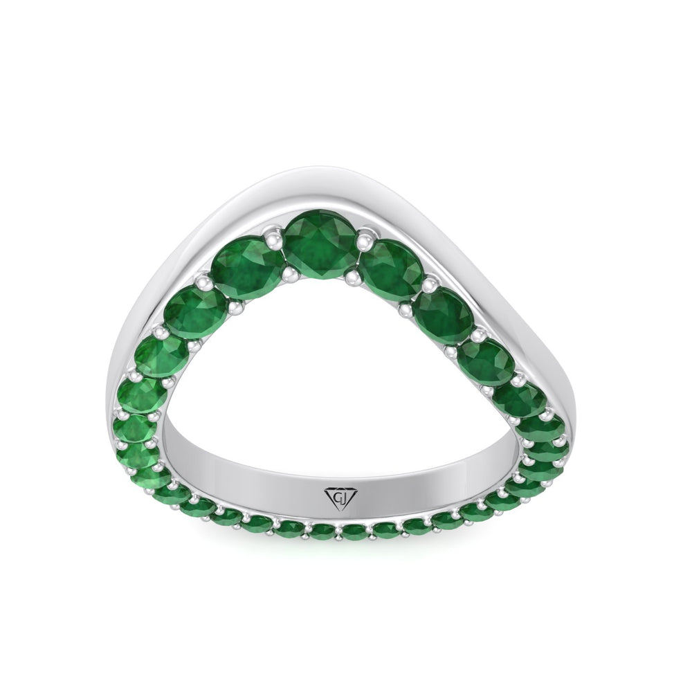 Natural Green Emerald Invisible Halo Eternity Band White Gold 14K 18K