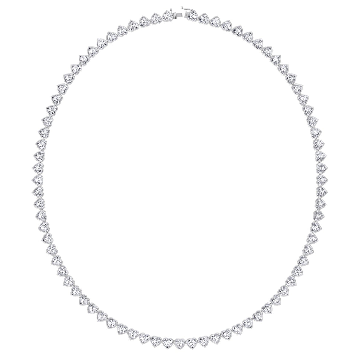 Lavinia - Heart Shape Bezel Set Diamond Tennis Necklace - Gem Jewelers Co