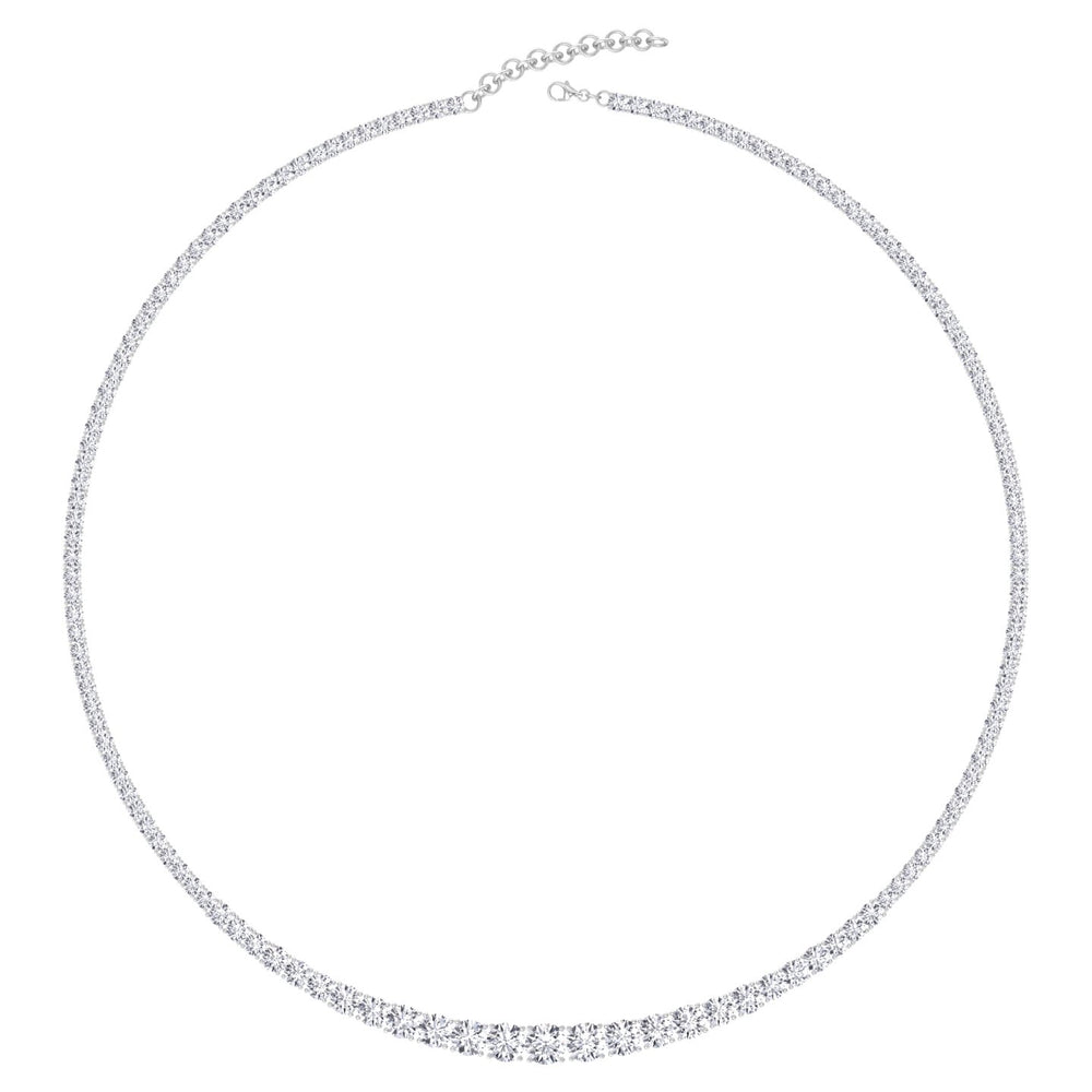 Adjustable 4-Prong Graduated Natural Diamond Tennis Necklace White Gold 14K 18K