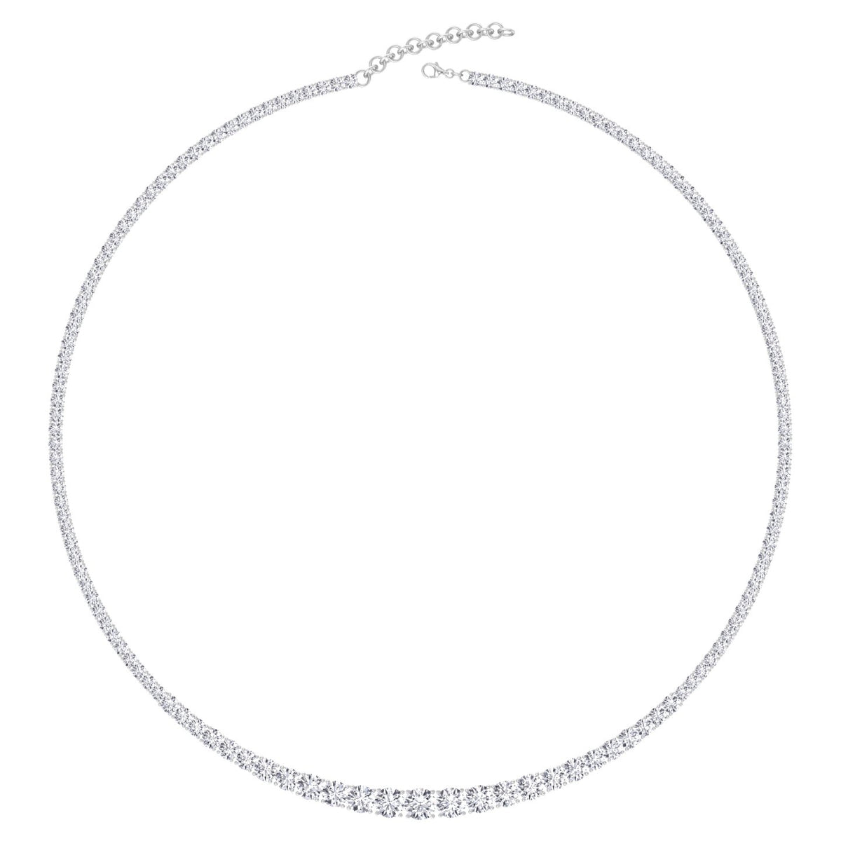 Adjustable 4-Prong Graduated Natural Diamond Tennis Necklace White Gold 14K 18K