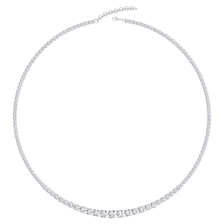 Adjustable 4-Prong Graduated Natural Diamond Tennis Necklace White Gold 14K 18K