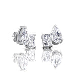 Radiant and Pear Shape -Toi Et Moi Natural Diamond Studs-14K-18K-0.5CT-1CT-2CT- White Gold