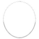 Piazza - Halfway Adjustable Diamond Tennis Necklace With Paperclip Chain - Gem Jewelers Co