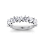 Heart Shape Half Way Natural Diamond Eternity Band White Gold 14K 18K