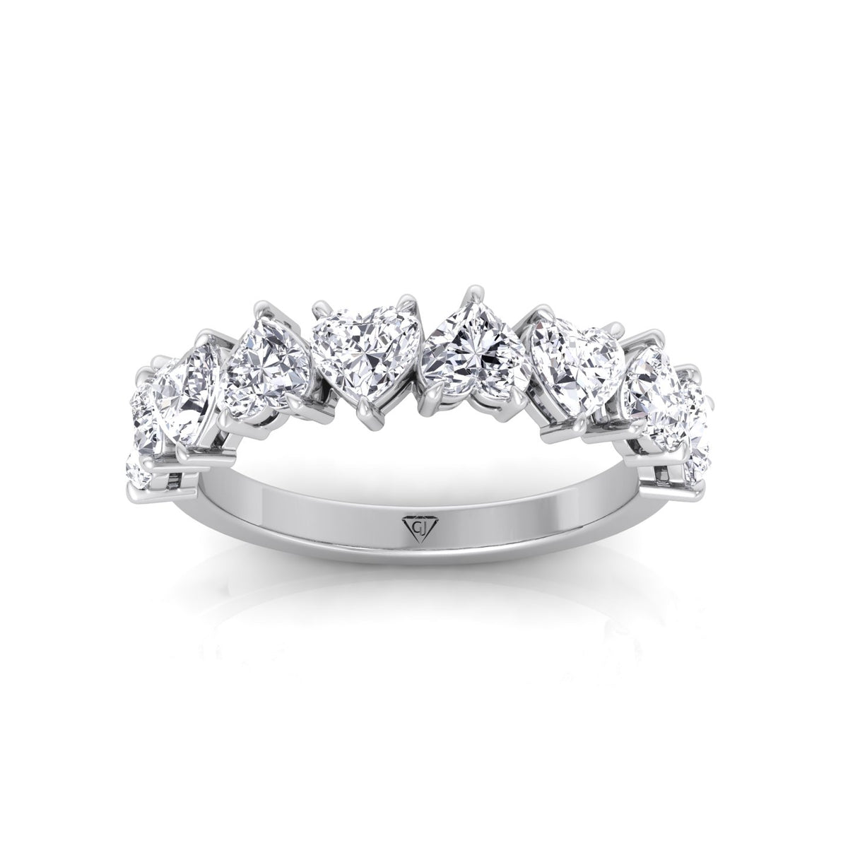 Heart Shape Half Way Natural Diamond Eternity Band White Gold 14K 18K