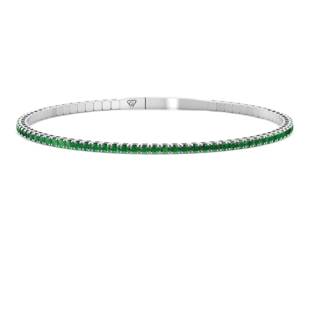 Chiara - Flexible Natural Emerald Bangle in 14K Solid Gold - Gem Jewelers Co