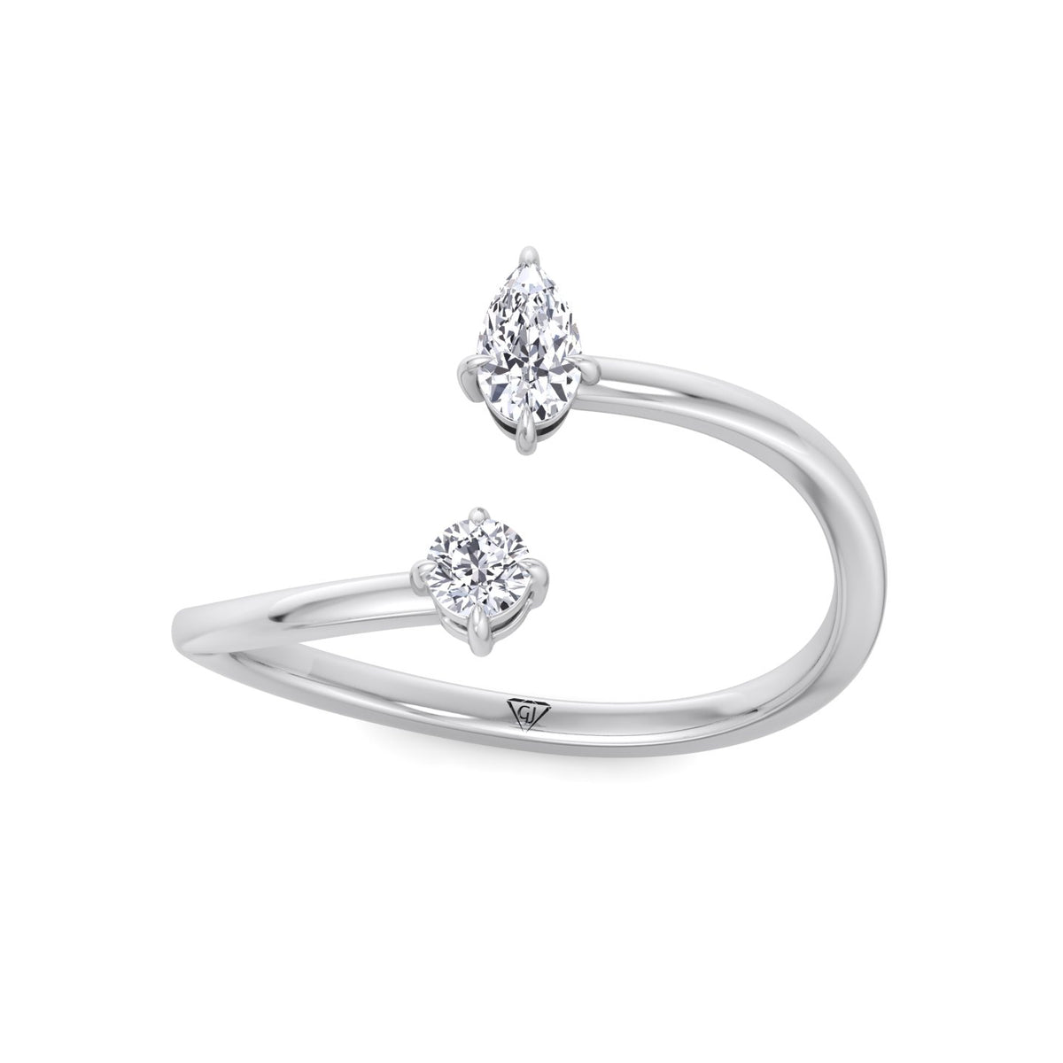 Calista - Pear & Round Cut Diamond Stackable Ring - Gem Jewelers Co