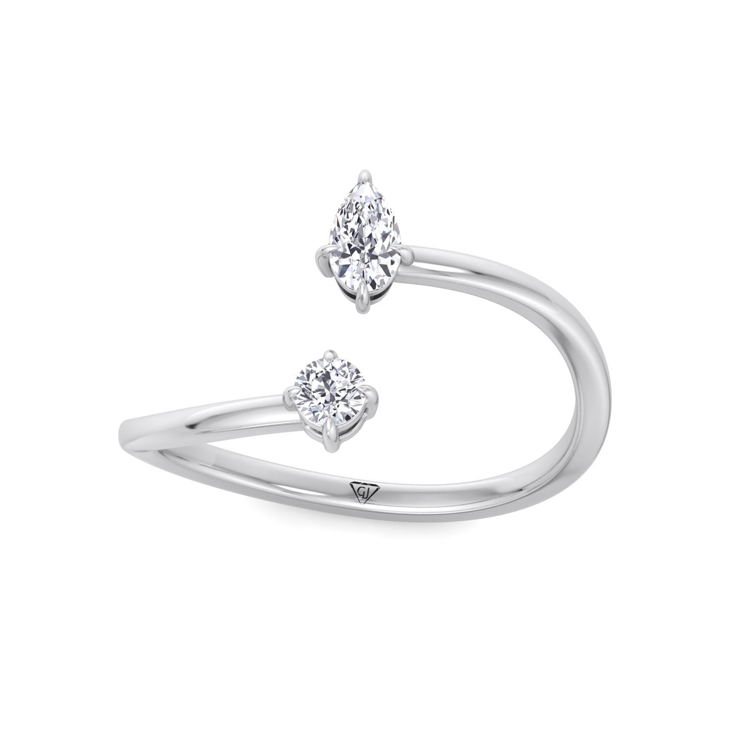 Calista - Pear & Round Cut Diamond Stackable Ring - Gem Jewelers Co