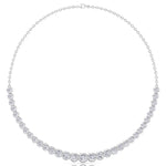 Halfway Graduated Bezel Set Natural Diamond Tennis Necklace White Gold 14K 18K